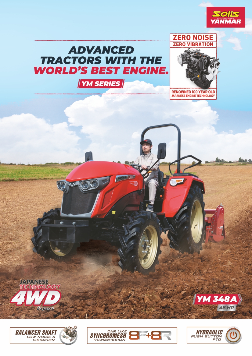 YM 348A 4WD Tractor with 48 HP Yanmar Engine and Japanese Technology for Farming